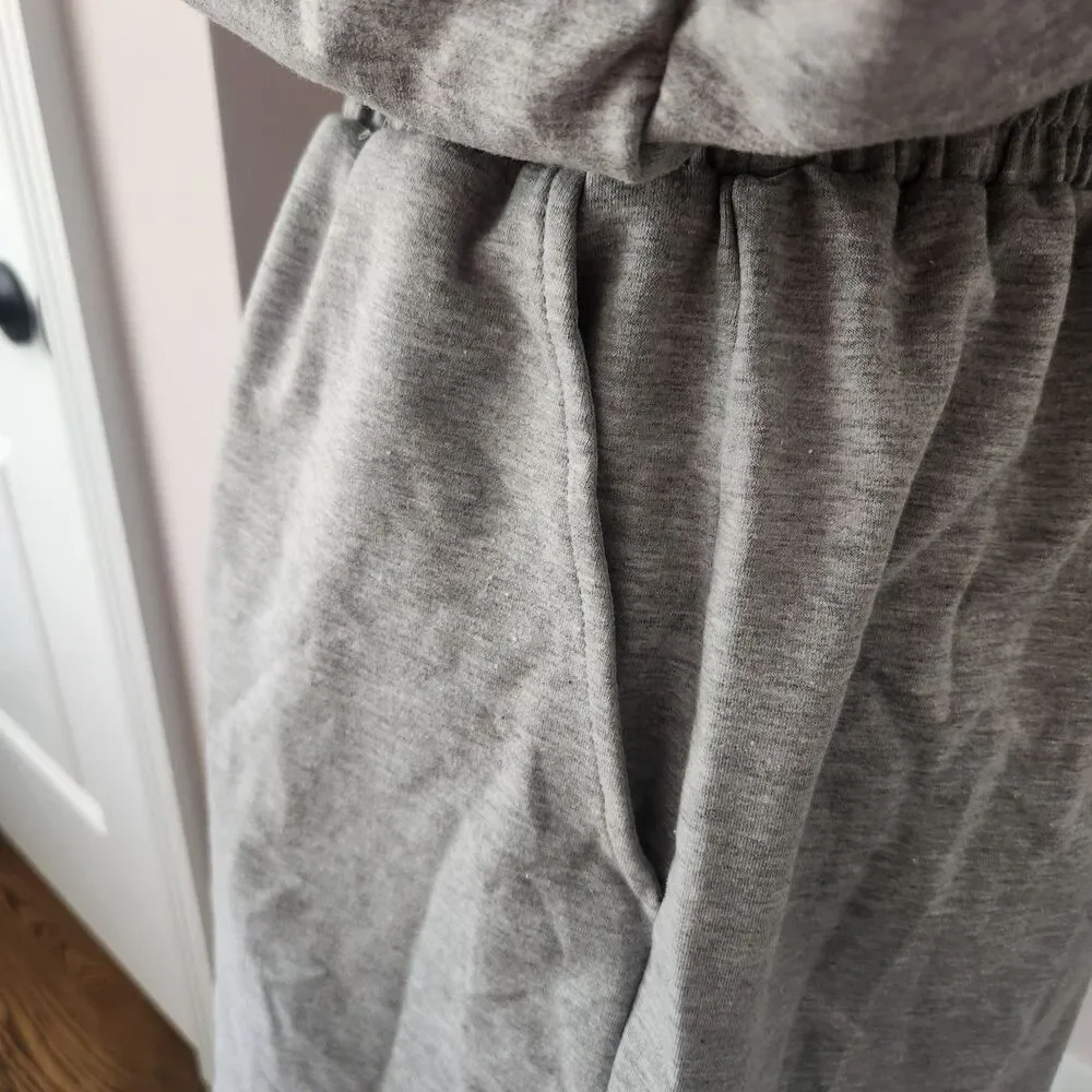 POPVIL Heathered Knit Romper Womens XL NWT Gray Half Zip Short Sleeve Jumpsuit